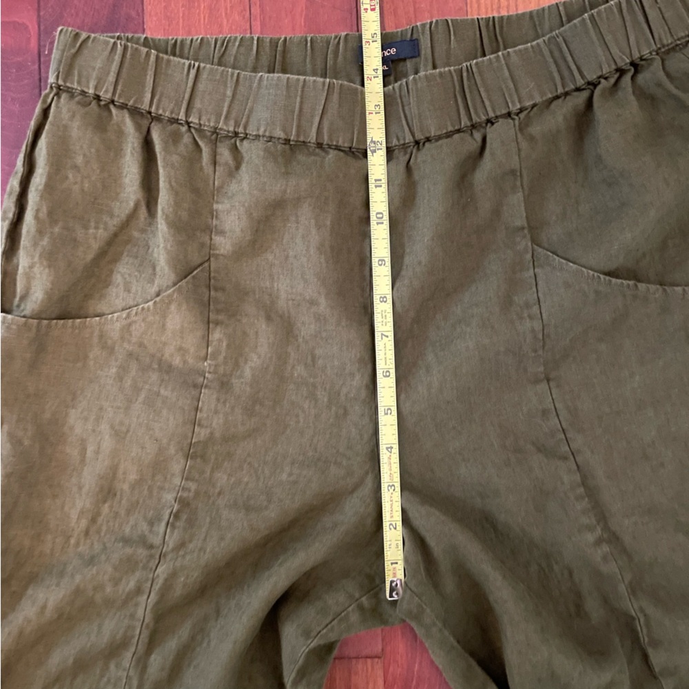 Quince 100% European Linen Tapered Ankle Pants in Martini Olive Color Size XL - Picture 6 of 13